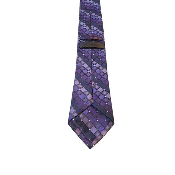 CK Calvin Klein Neck Tie Mens Luxury Purple Geometric Preppy Power Business - Picture 4 of 13